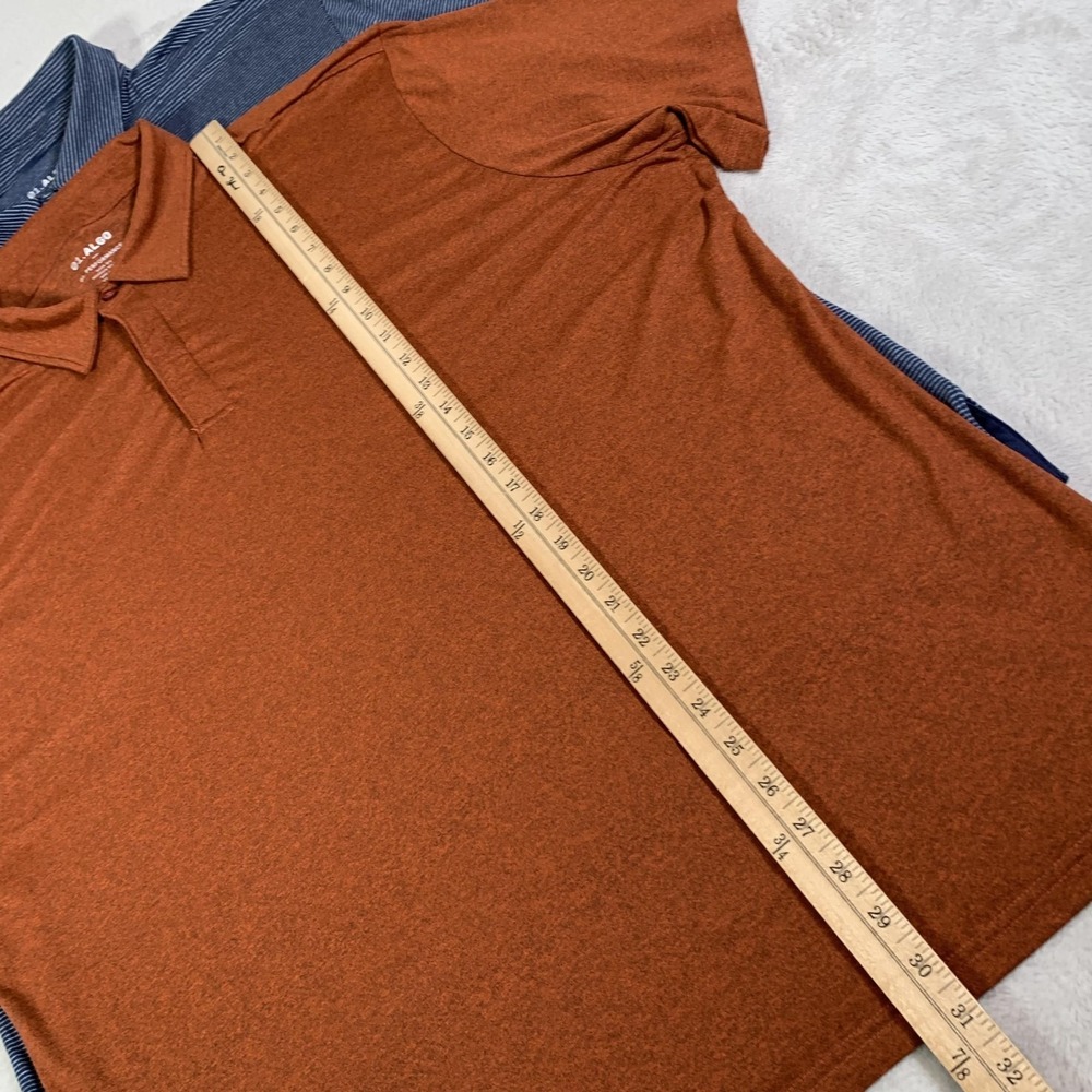 01.ALGO Polo Shirt Mens 2XL Lot Of 3 Striped Blue Rust Golf Performance Stretch - Picture 10 of 15